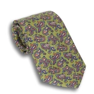 The Andover Shop Atkinson Silk Tie Green Paisley